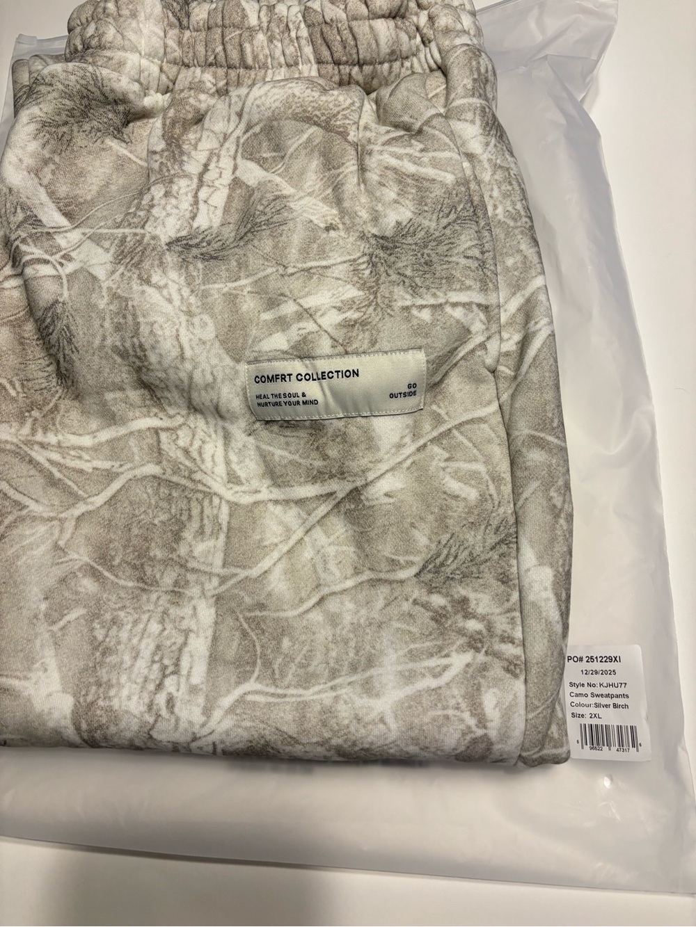 Comfrt Camouflage collection Unisex Silver Birch joggers 2XL
